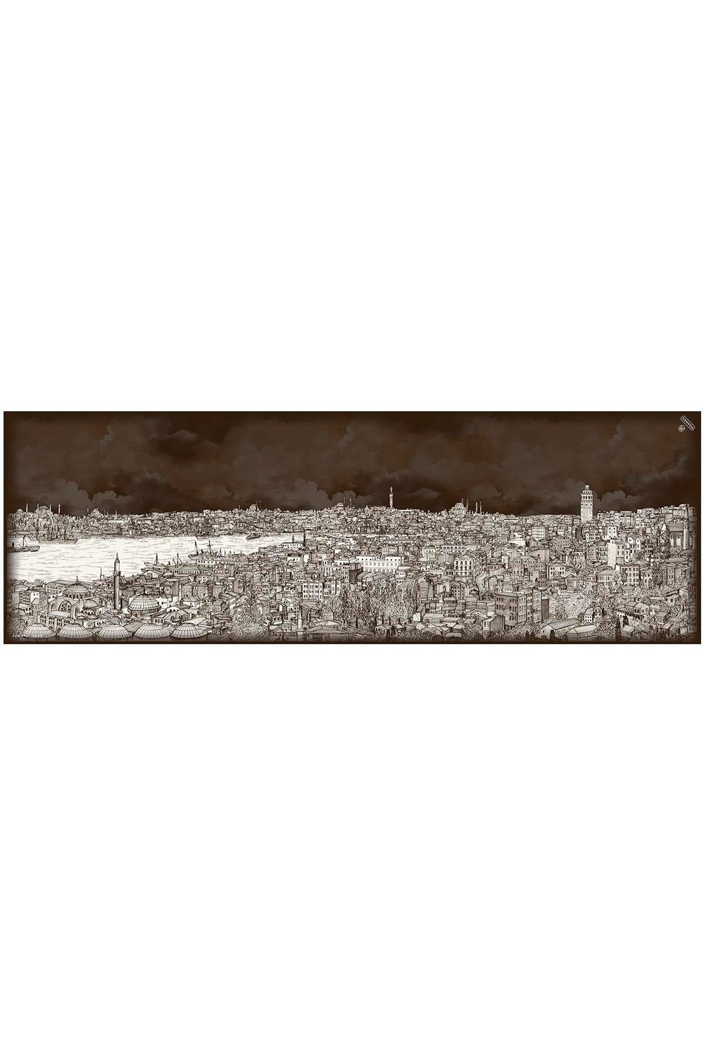 İstanbul Desenli Krep İpek Şal