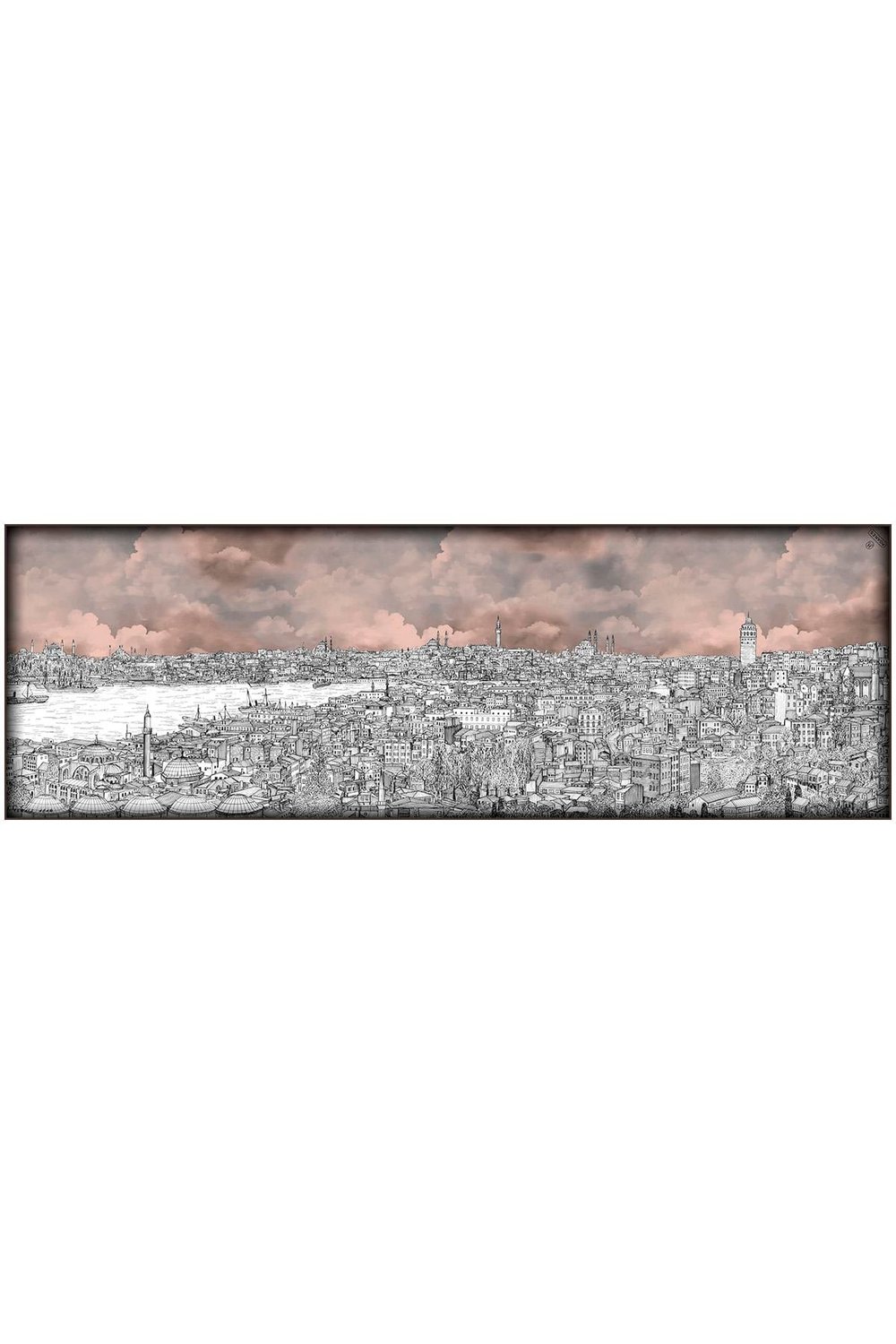 İstanbul Desenli Krep İpek Şal