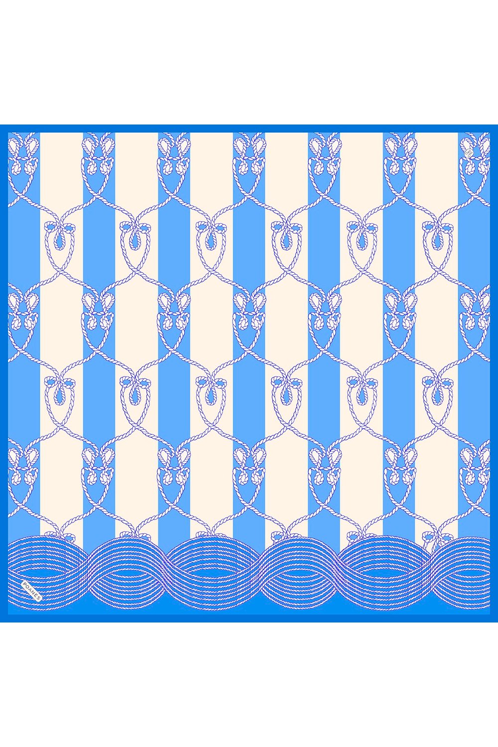 Marin Desenli Twill İpek Eşarp