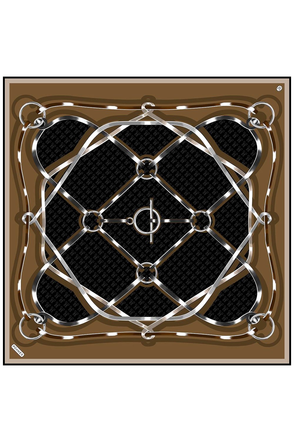 Marin Monogram Desenli Twill İpek Eşarp
