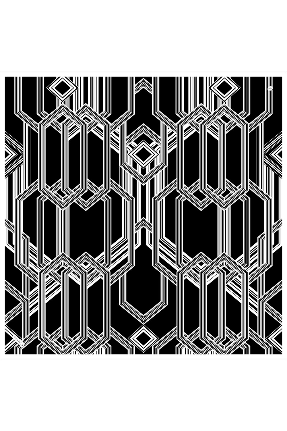Modern Çizgi Desenli Twill İpek Eşarp
