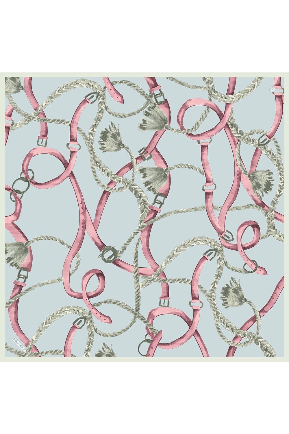 Püskül Kemer Desenli Twill İpek Eşarp