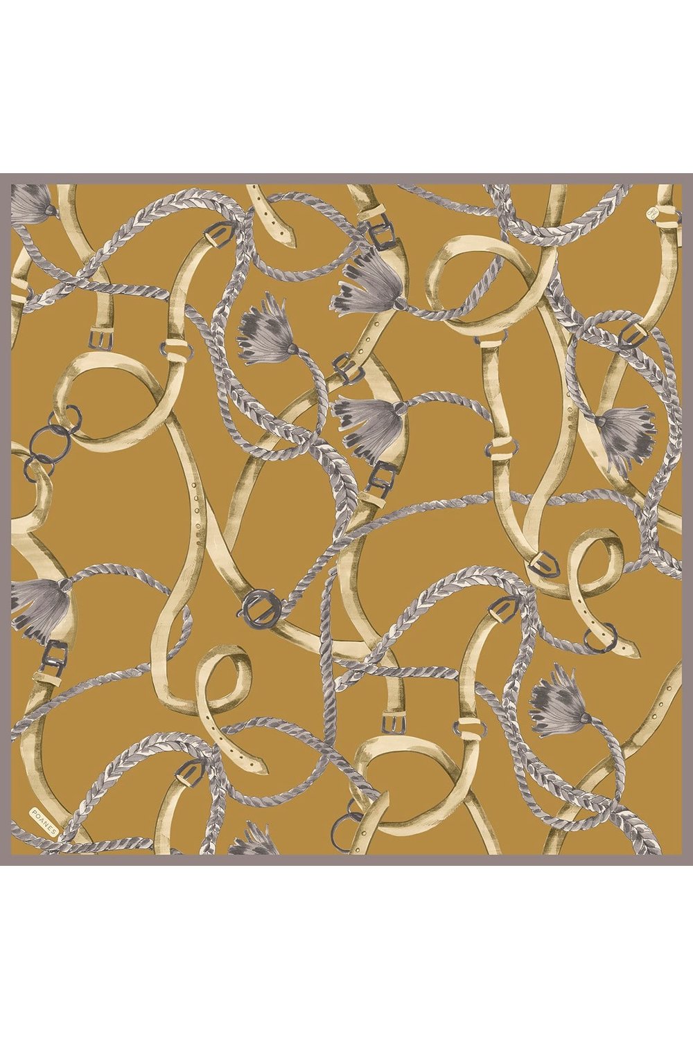 Püskül Kemer Desenli Twill İpek Eşarp