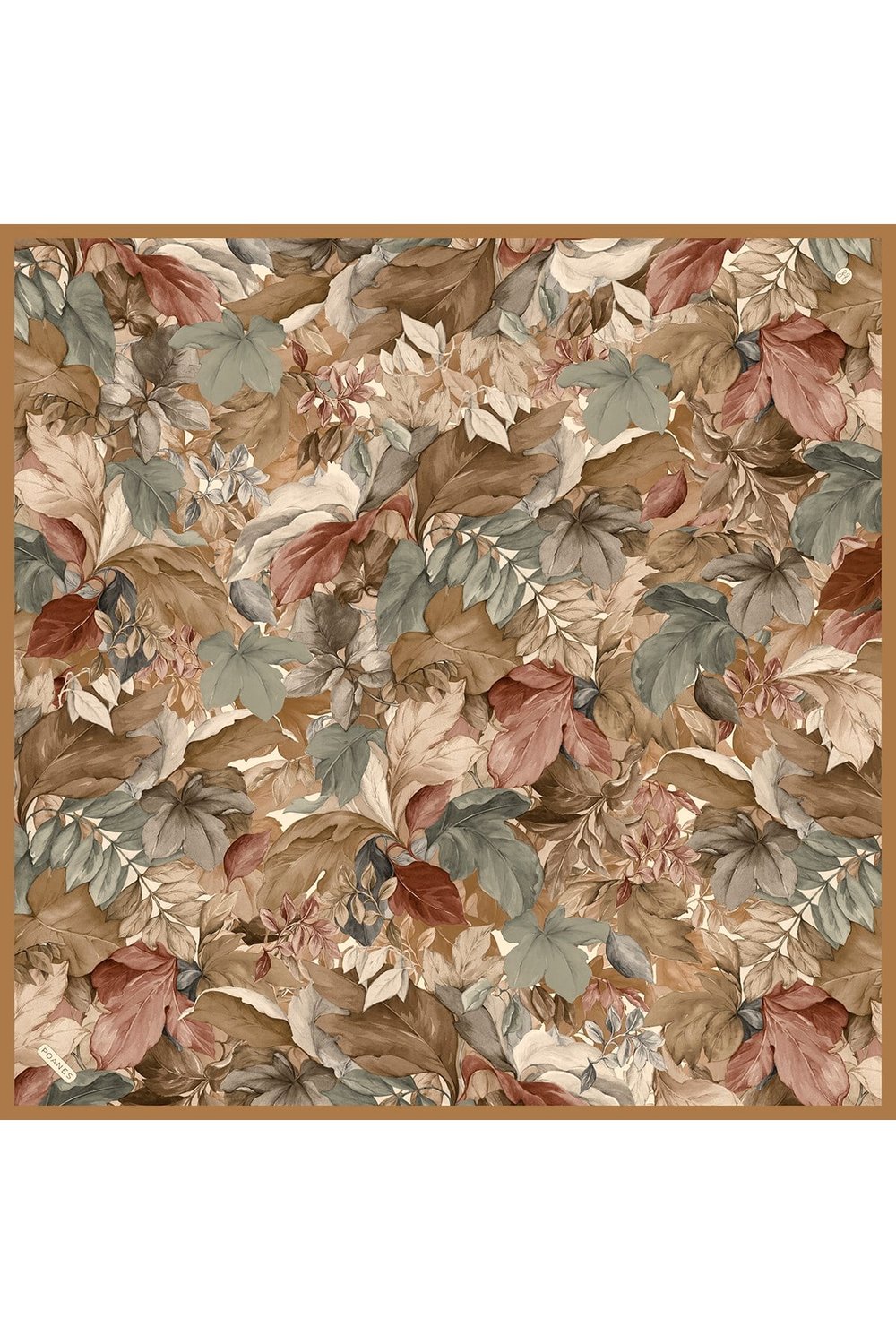 Yaprak Harmoni Desenli Twill İpek Eşarp