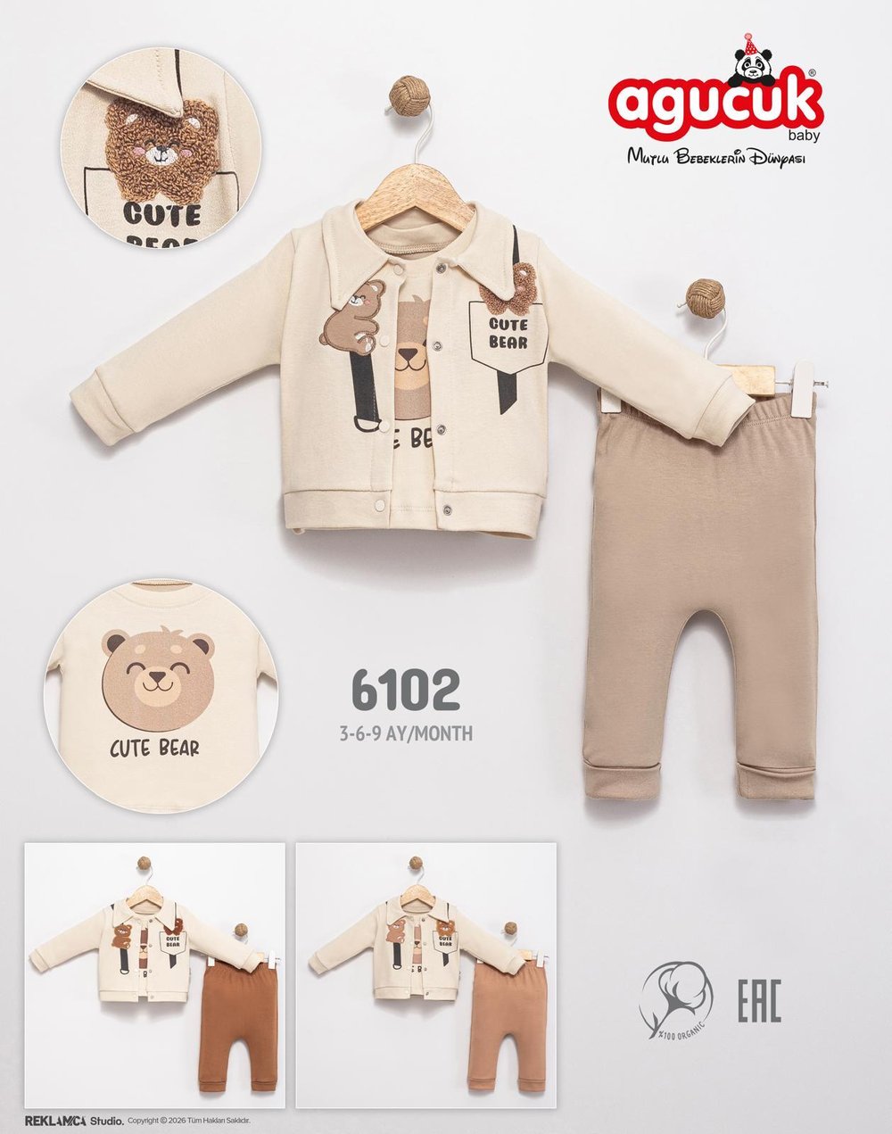 ASKILI SÜZENELİ BEAR 3'LÜ TAKIM