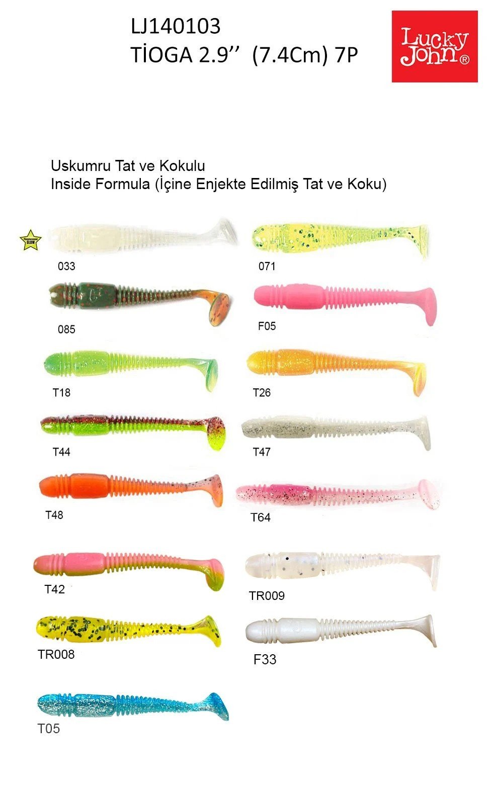 Lucky John Tioga 2.9'' 7.36cm Spin Silikon Yem ( 7 adet )