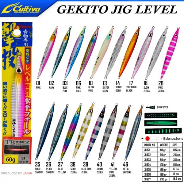 Owner Cultiva 31871 Gekito Level 10.5 cm 40gr Vertical Jig Yem
