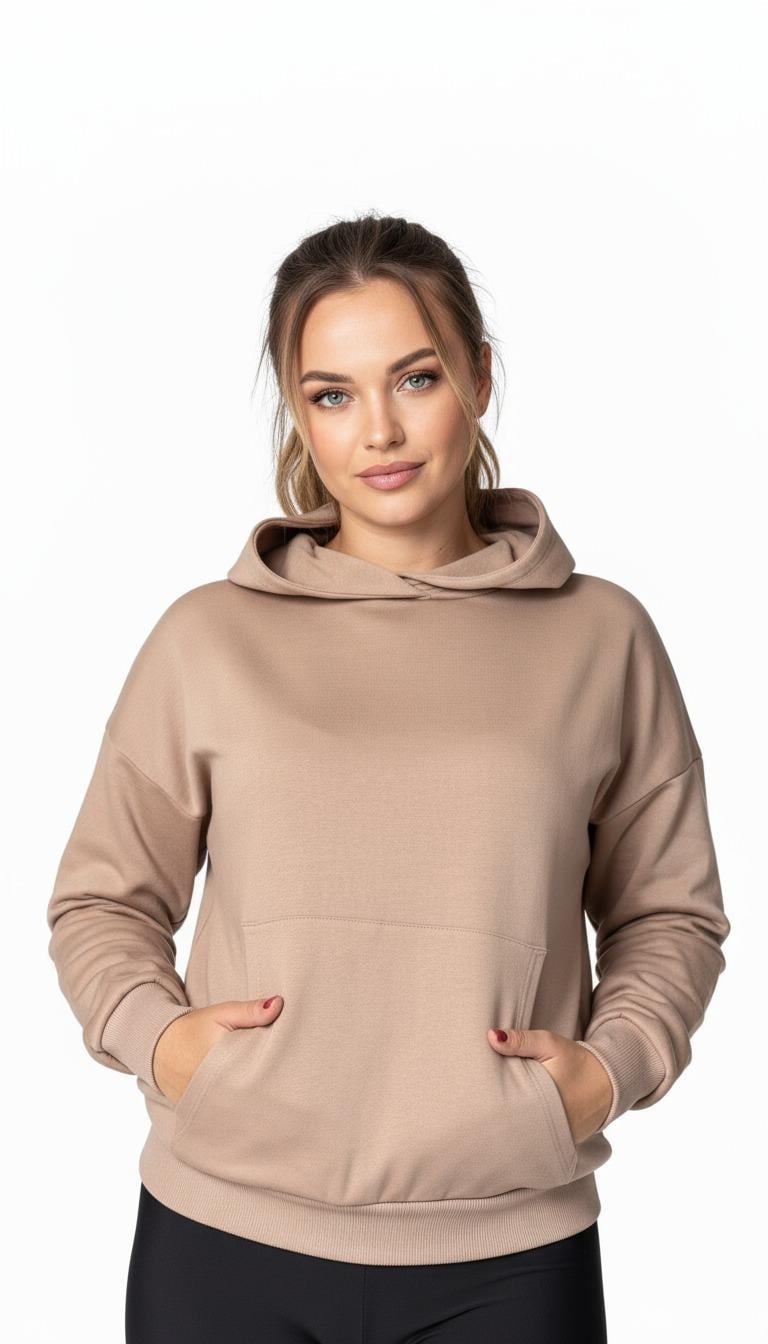 Merlot-Oversize Kanguru Cepli Kapüşonlu Sweatshirt-Sweatshirt