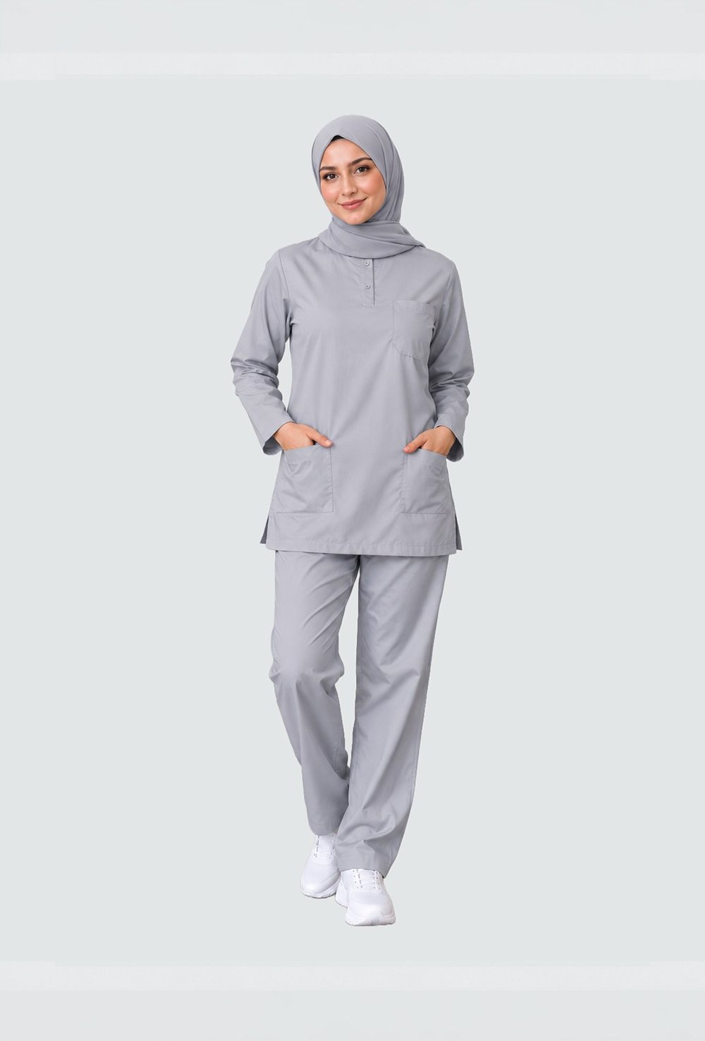 GRİ TESETTÜR KADIN SCRUBS TAKIM