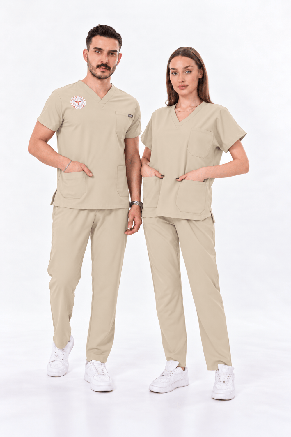 HEMŞİRE SCRUBS TAKIM - BEJ