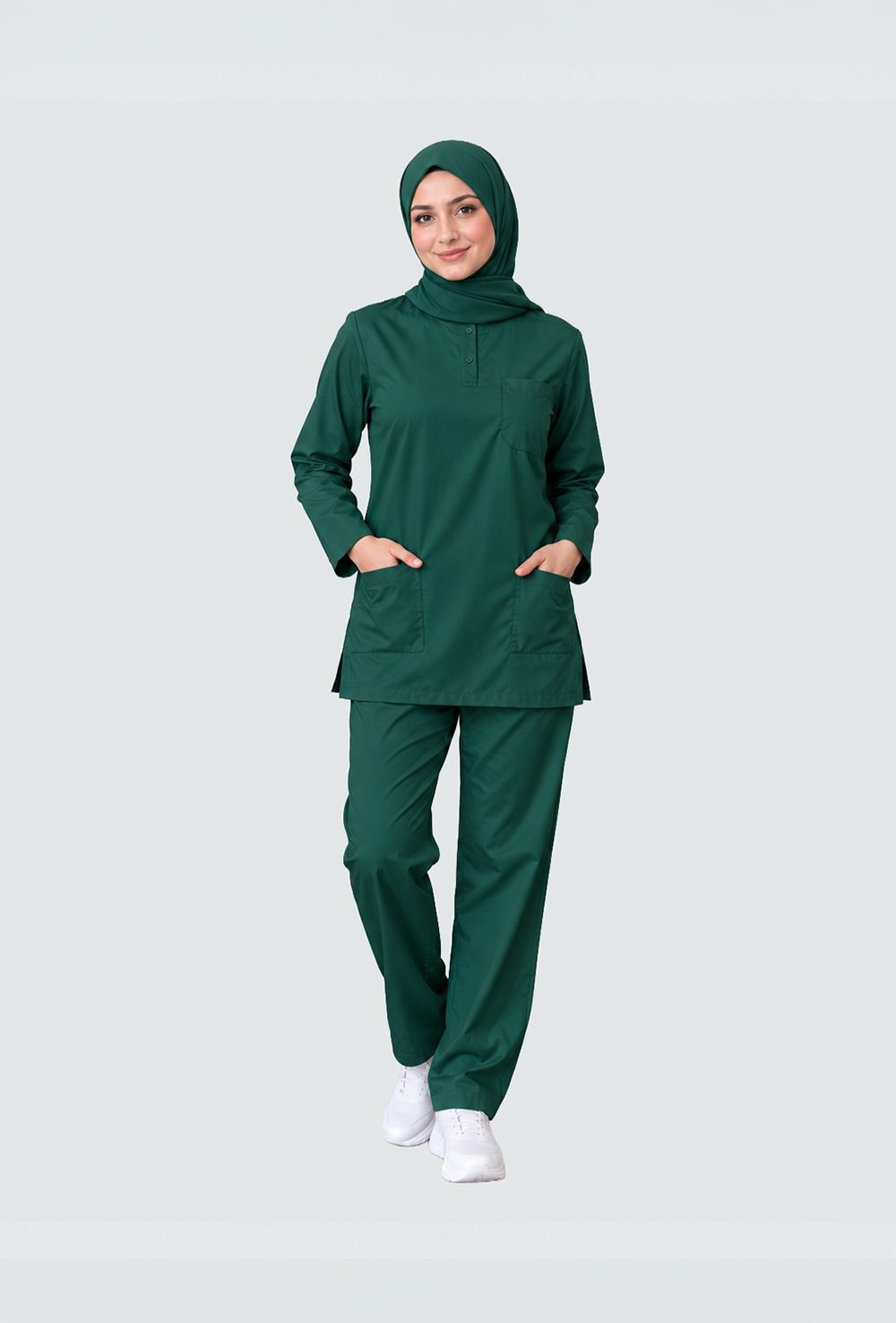 ORMAN YEŞİLİ TESETTÜR KADIN SCRUBS TAKIM
