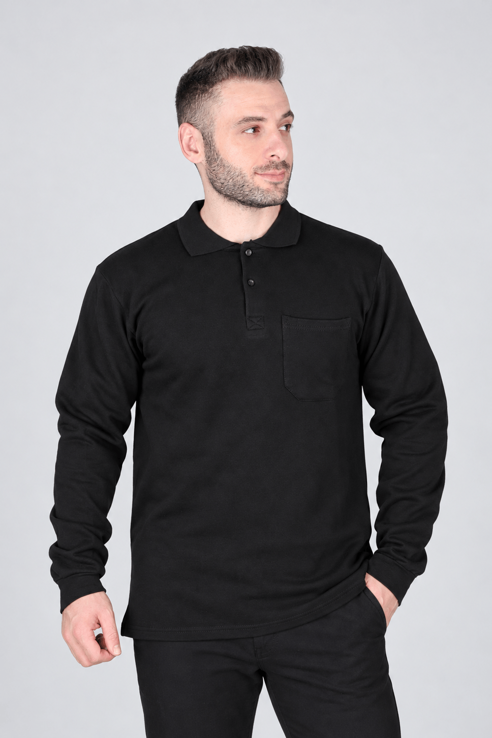 POLO YAKA 2 İP UNİ SWEATSHIRT