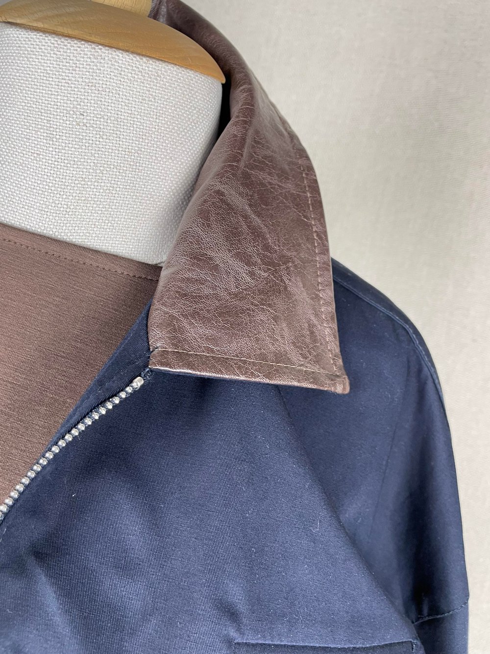 Yakası Deri Oversize Bomber Laci Mont