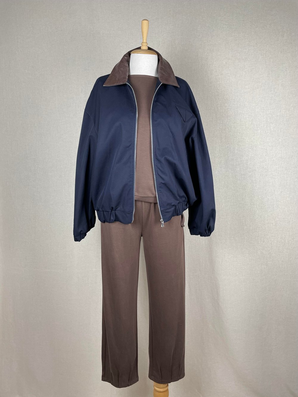 Yakası Deri Oversize Bomber Laci Mont