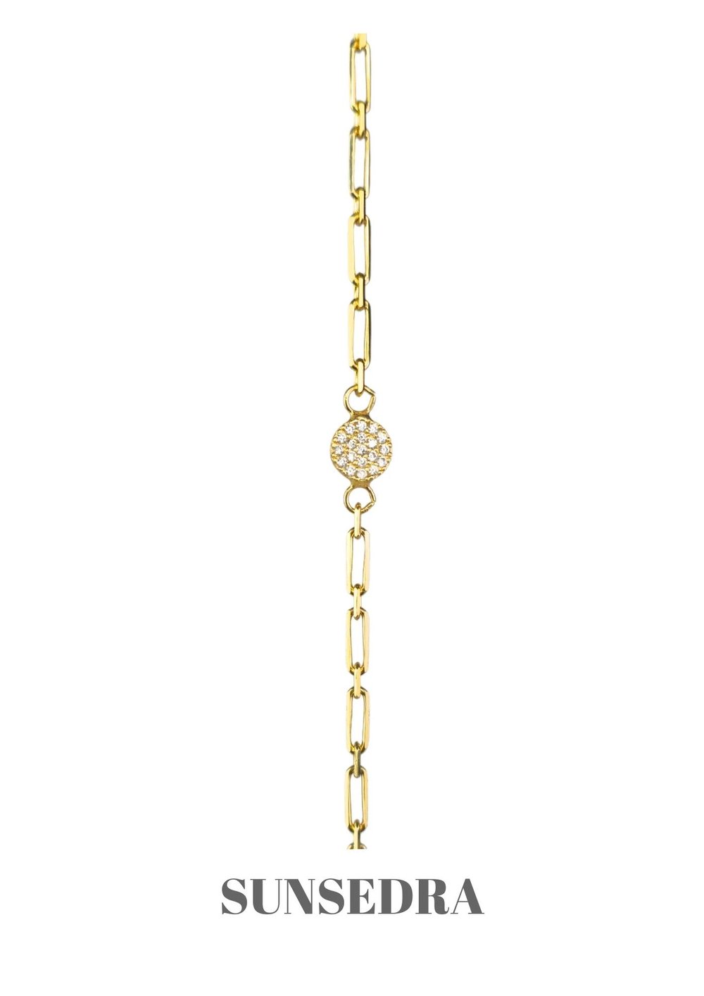 Ataç Zincirli Taşlı Daire Gold Gümüş Bileklik