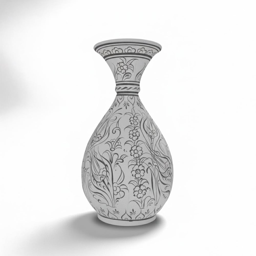 Sümbül Vazo - Kontürlü Desenli