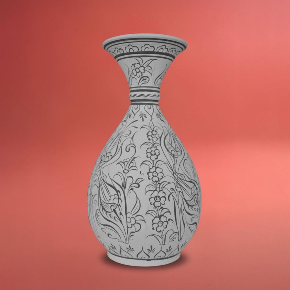Sümbül Vazo - Kontürlü Desenli