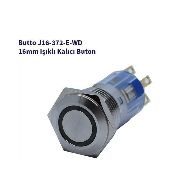 16 mm Led Işıklı DÜZ Kafa KALICI Buton BEYAZ J16-372-E-WD