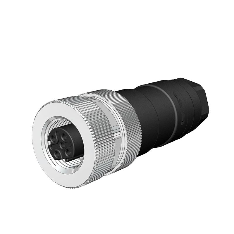 M12 D Code 4 Pin Dişi Düz Konnektör - Velledq M12-DF04T