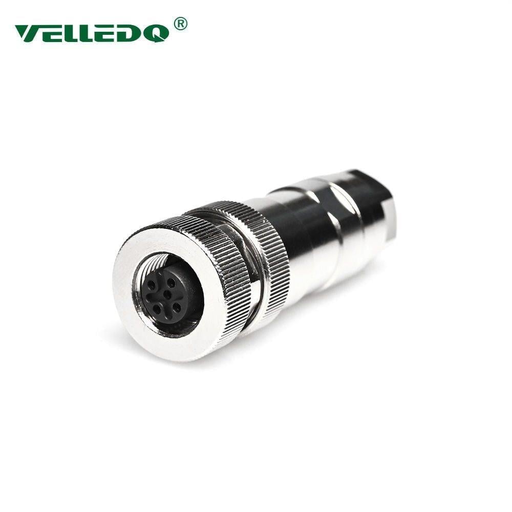 M12P-F03T - M12 3 Pin Dişi Düz Metal Konnektör - Velledq