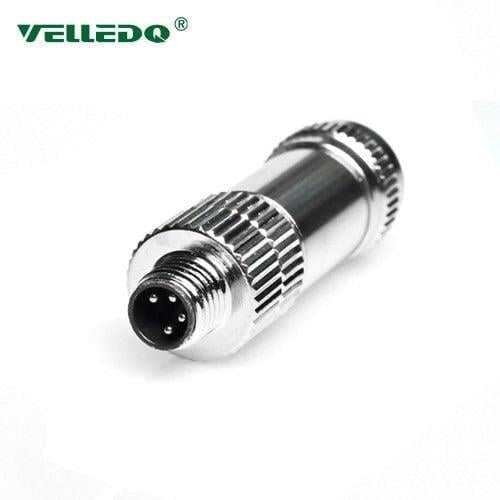 M8P-M04T - M8 4 Pin Erkek Düz Metal Konnektör - Velledq