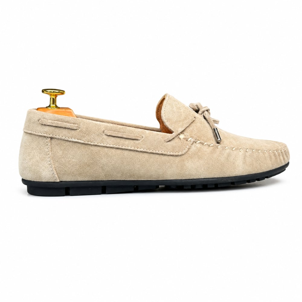HAKİKİ DERİ DIŞI SÜET BEJ LOAFER AYAKKABI M1252