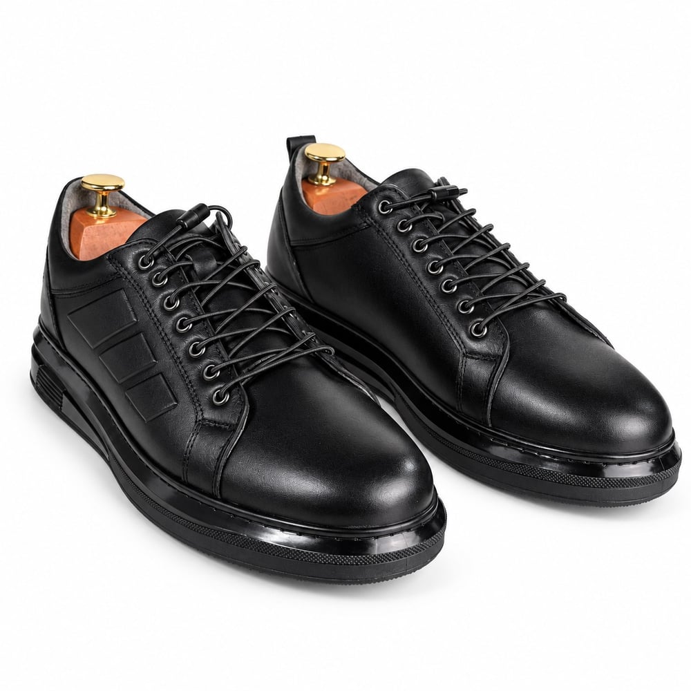 SİYAH HAKİKİ DERİ ERKEK CASUAL SNEAKER M7025