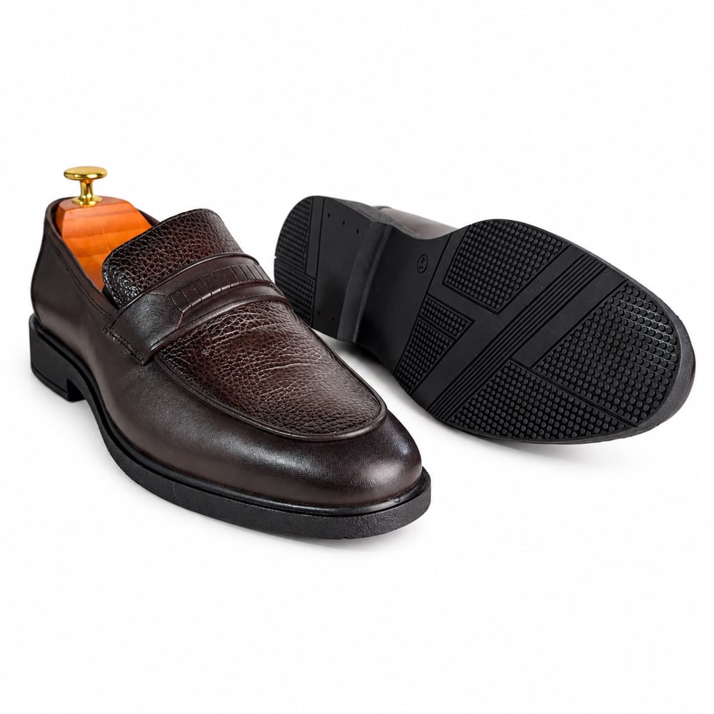 KAHVERENGİ FLOTER DERİ KROKO BANTLI ERKEK LOAFER M7016
