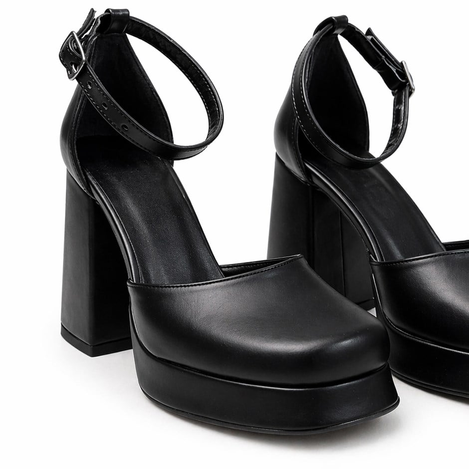 SİYAH MAT BİLEKTEN BAĞLI MARY JANE MODEL PLATFORM AYAKKABI M2083