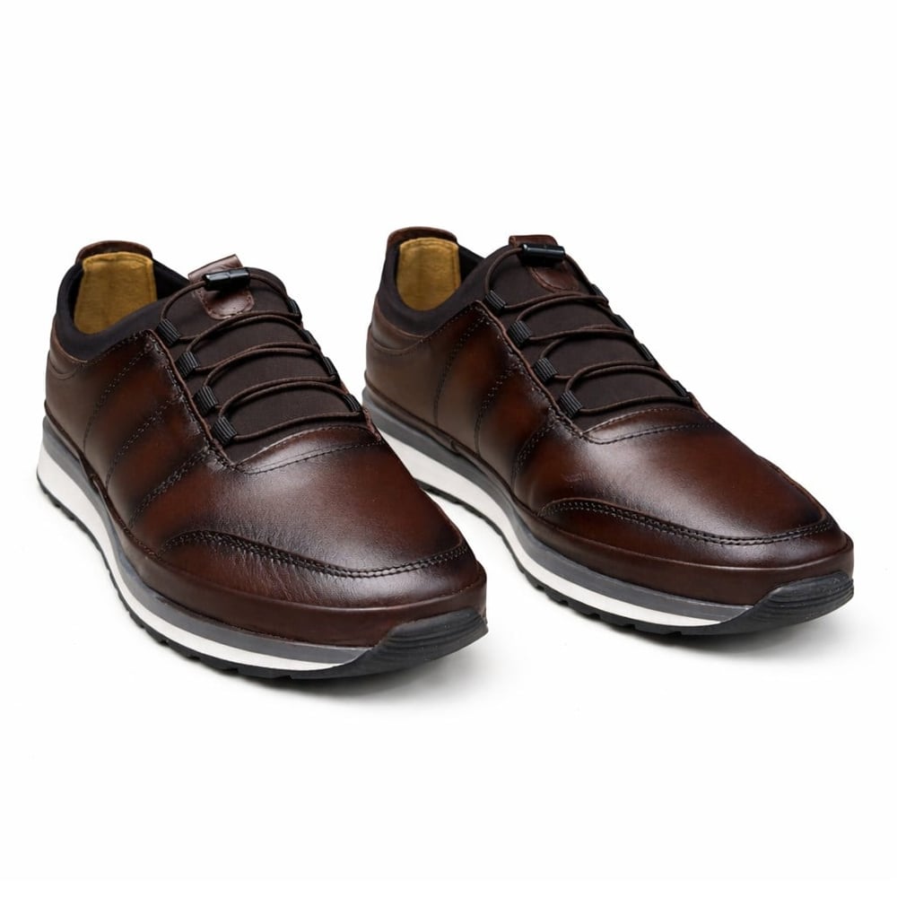 HAKİKİ DERİ ORTOPEDİK KAHVERENGİ AKILLI BAĞCIKLI ERKEK CASUAL SPOR AYAKKABI M4689