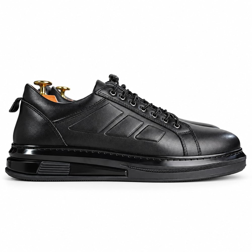 SİYAH HAKİKİ DERİ ERKEK CASUAL SNEAKER M7025