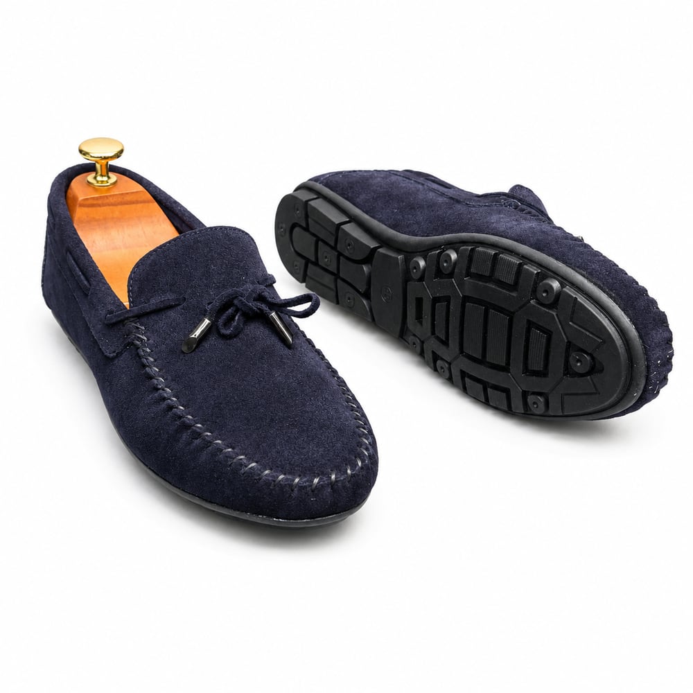 HAKİKİ DERİ DIŞI SÜET LACİVERT LOAFER AYAKKABI M1249