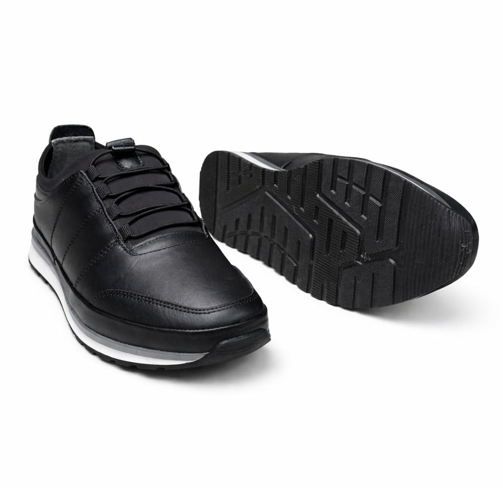 HAKİKİ DERİ ORTOPEDİK SİYAH AKILLI BAĞCIKLI ERKEK CASUAL SPOR AYAKKABI M4688