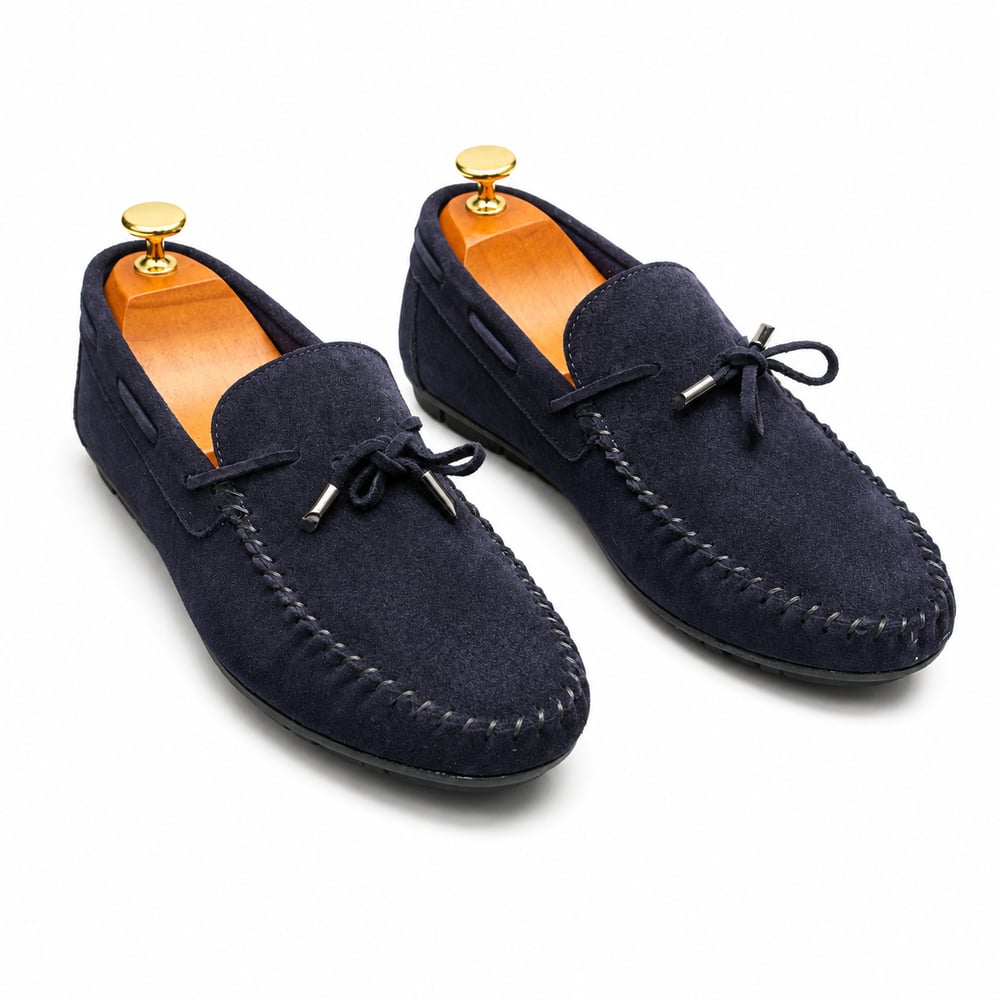 HAKİKİ DERİ DIŞI SÜET LACİVERT LOAFER AYAKKABI M1249