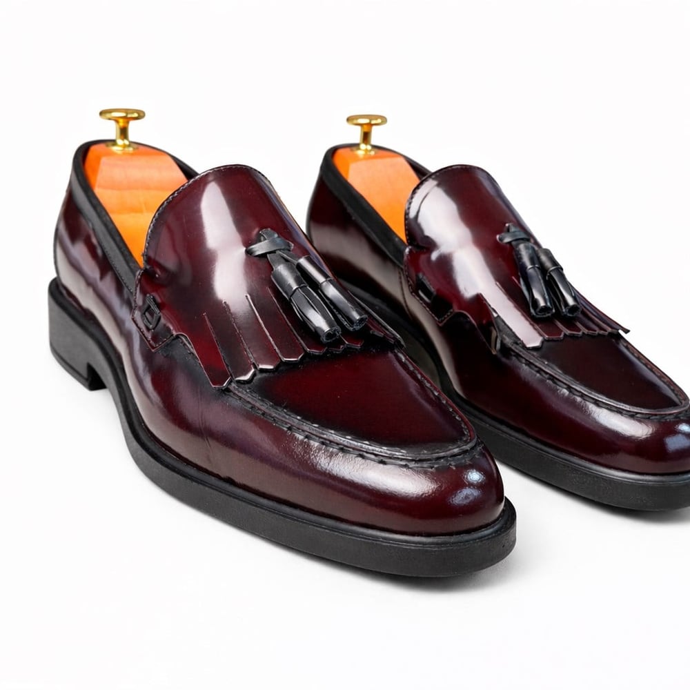 HAKİKİ DERİ RUGAN PÜSKÜLLÜ LOAFER BORDO ERKEK KLASİK AYAKKABI M4706