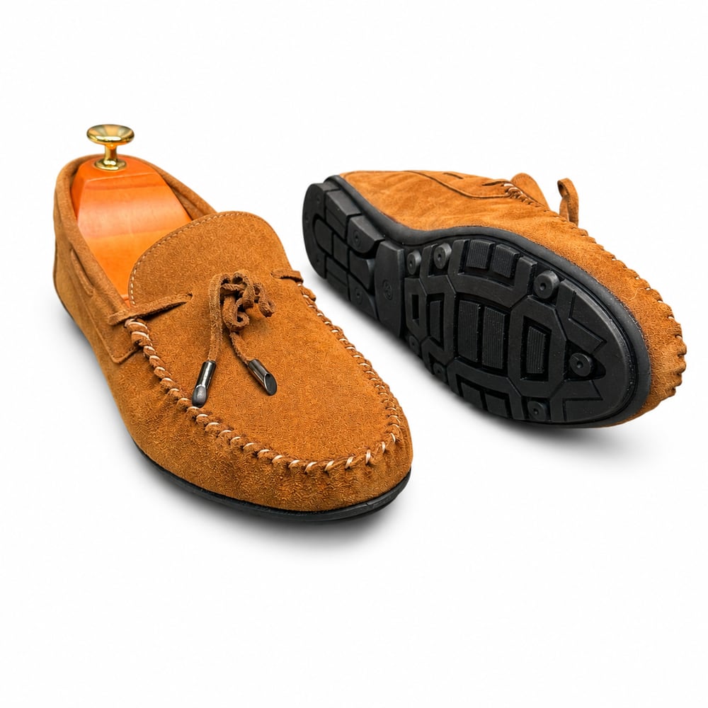 HAKİKİ DERİ DIŞI SÜET TABA LOAFER AYAKKABI M1250