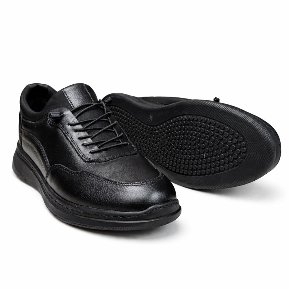 HAKİKİ DERİ ORTOPEDİK SİYAH AKILLI BAĞCIKLI ERKEK CASUAL SPOR AYAKKABI M4702