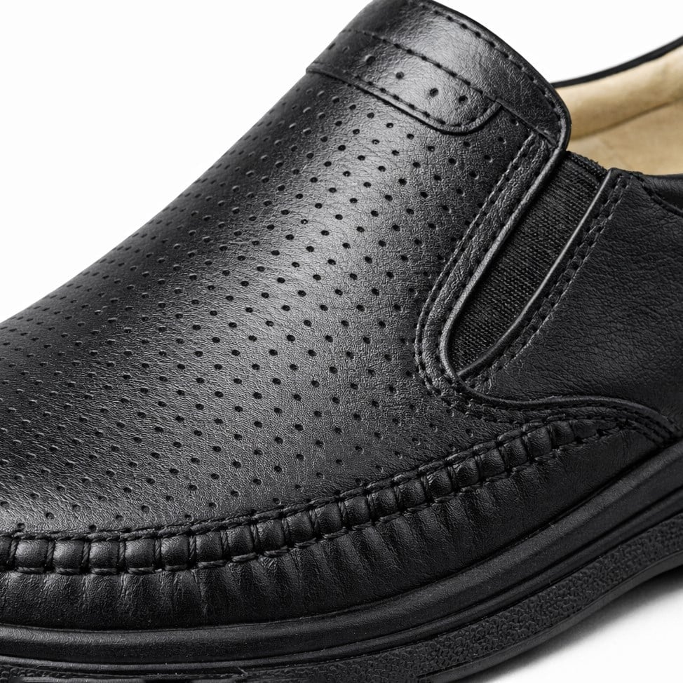 HAKİKİ DERİ ORTOPEDİK SİYAH BAĞCIKSIZ ERKEK CASUAL AYAKKABI M4655
