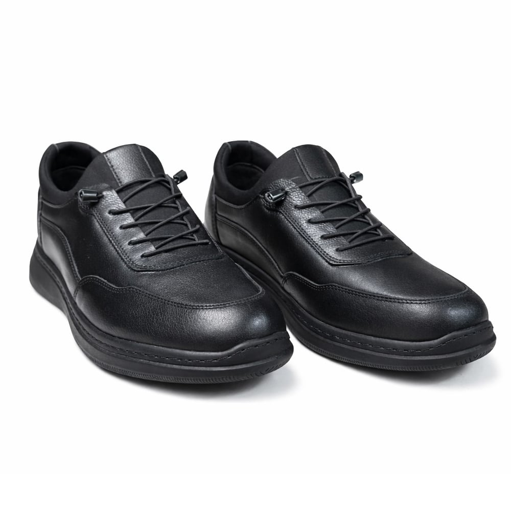HAKİKİ DERİ ORTOPEDİK SİYAH AKILLI BAĞCIKLI ERKEK CASUAL SPOR AYAKKABI M4702
