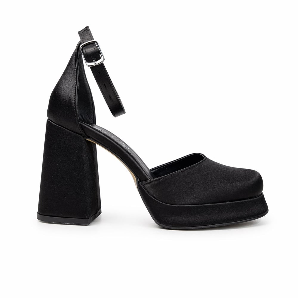 SİYAH SATEN BİLEKTEN BAĞLI MARY JANE MODEL PLATFORM AYAKKABI M2084