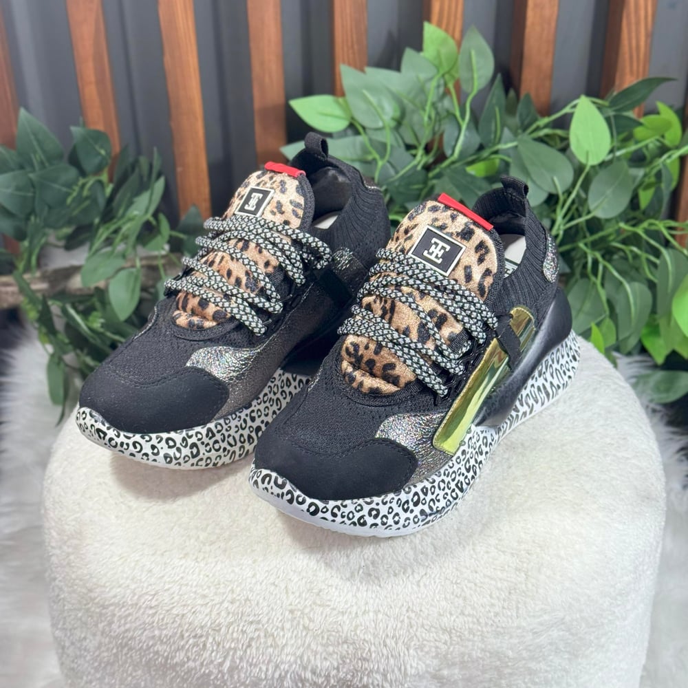 LEOPAR VE SİMLİ DETAYLI SNEAKER M1414
