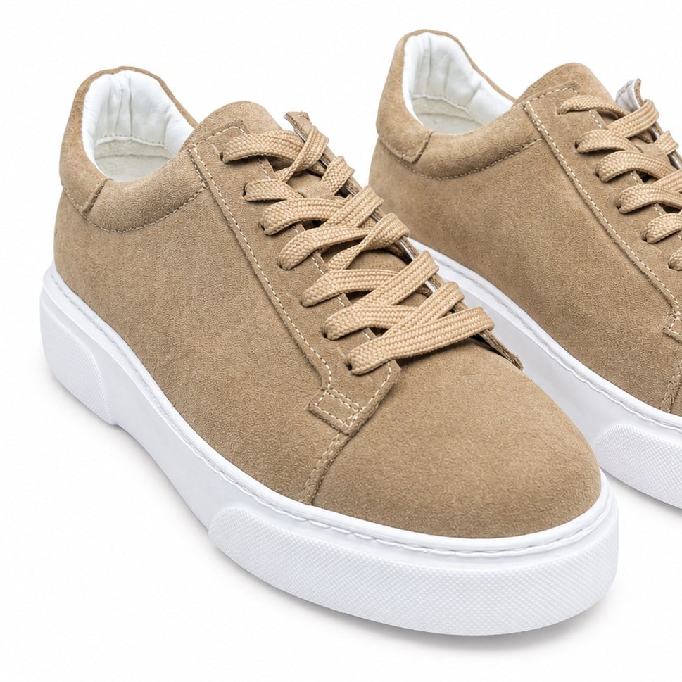 HAKİKİ NUBUK DERİ BEJ ERKEK SNEAKER M4752