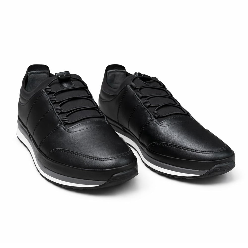 HAKİKİ DERİ ORTOPEDİK SİYAH AKILLI BAĞCIKLI ERKEK CASUAL SPOR AYAKKABI M4688