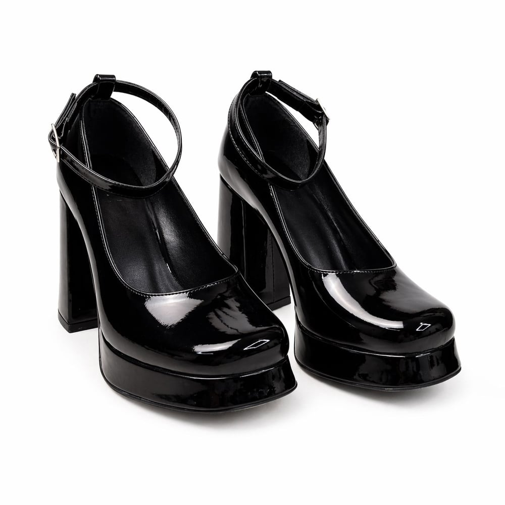 SİYAH RUGAN BİLEKTEN BAĞLI MARY JANE MODEL PLATFORM AYAKKABI M2071