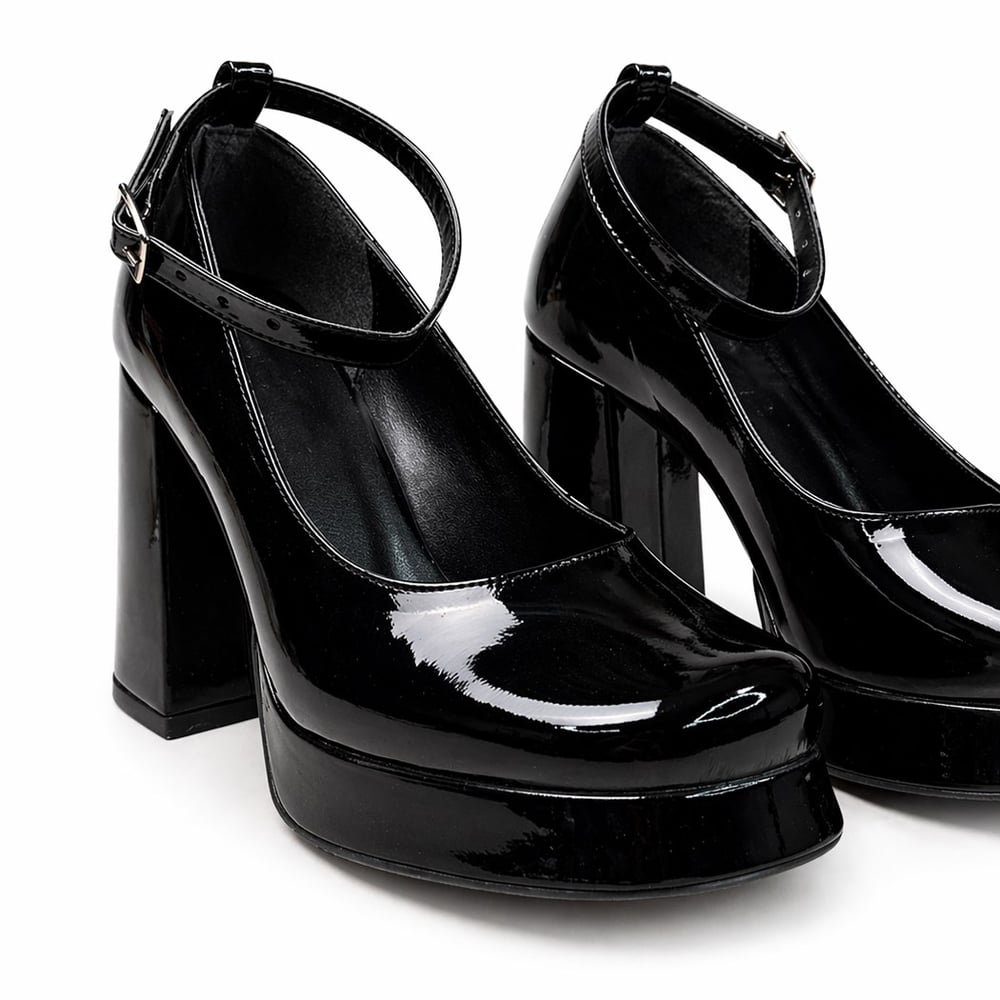 SİYAH RUGAN BİLEKTEN BAĞLI MARY JANE MODEL PLATFORM AYAKKABI M2071