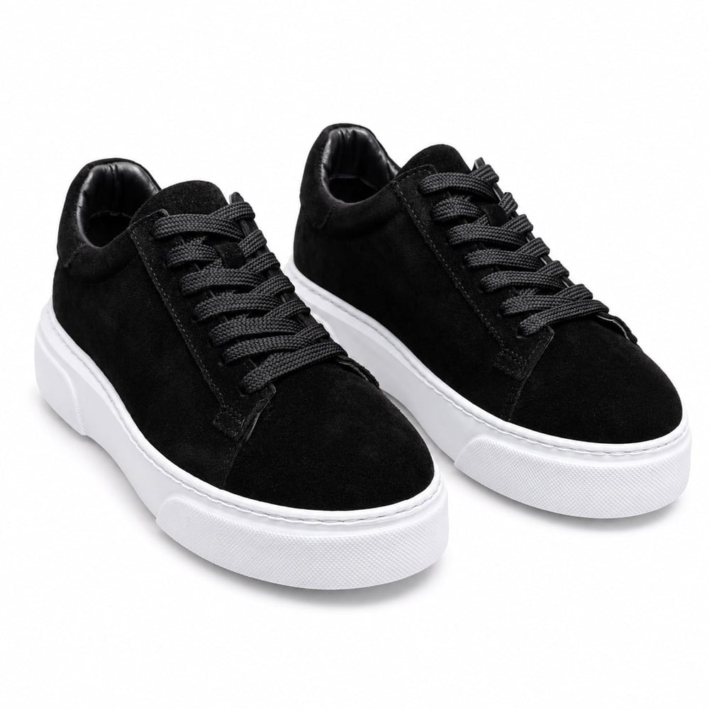 HAKİKİ NUBUK DERİ SİYAH ERKEK SNEAKER M4754