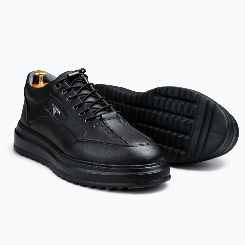 HAKİKİ DERİ ORTOPEDİK SİYAH AKILLI BAĞCIKLI ERKEK CASUAL SPOR AYAKKABI M4694