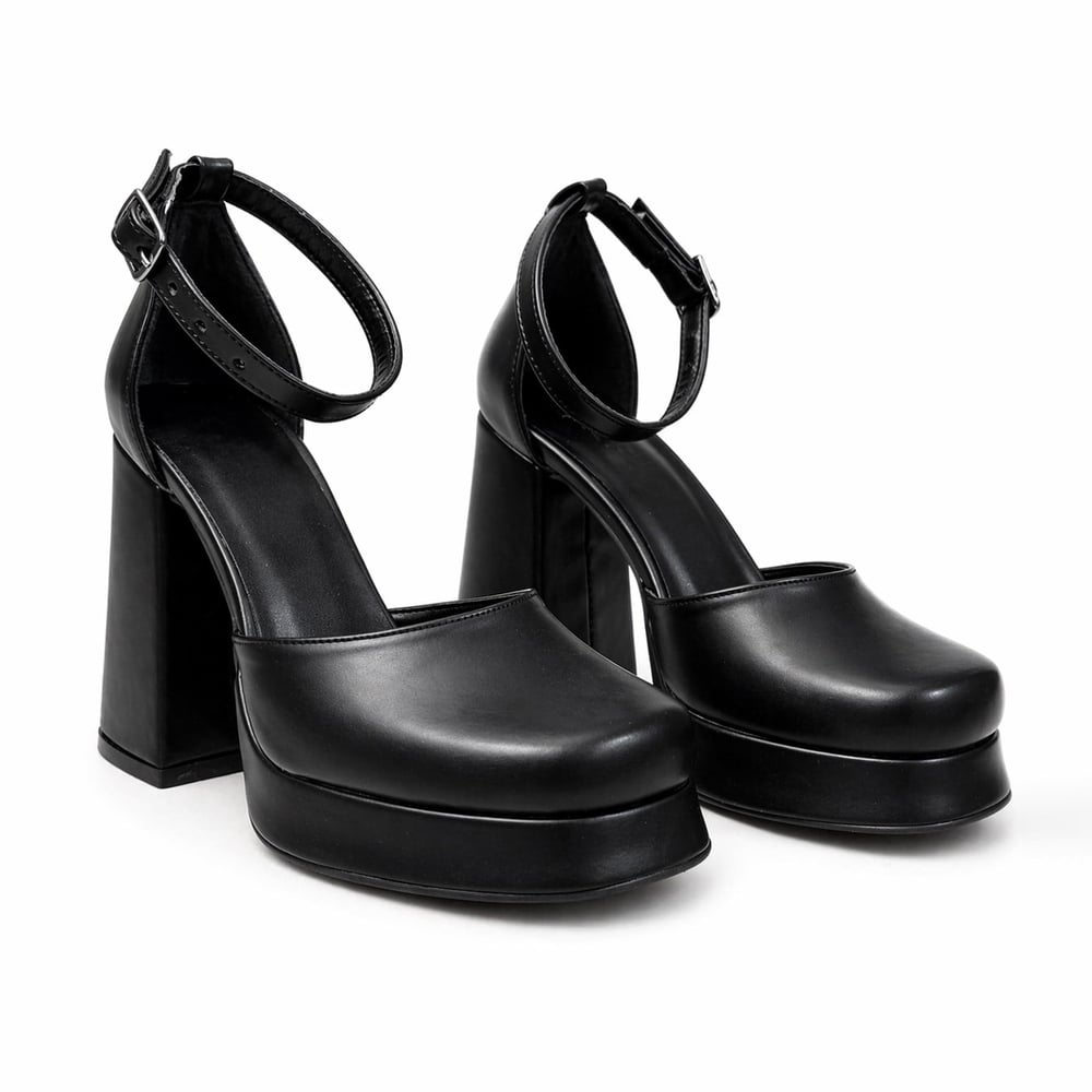 SİYAH MAT BİLEKTEN BAĞLI MARY JANE MODEL PLATFORM AYAKKABI M2083