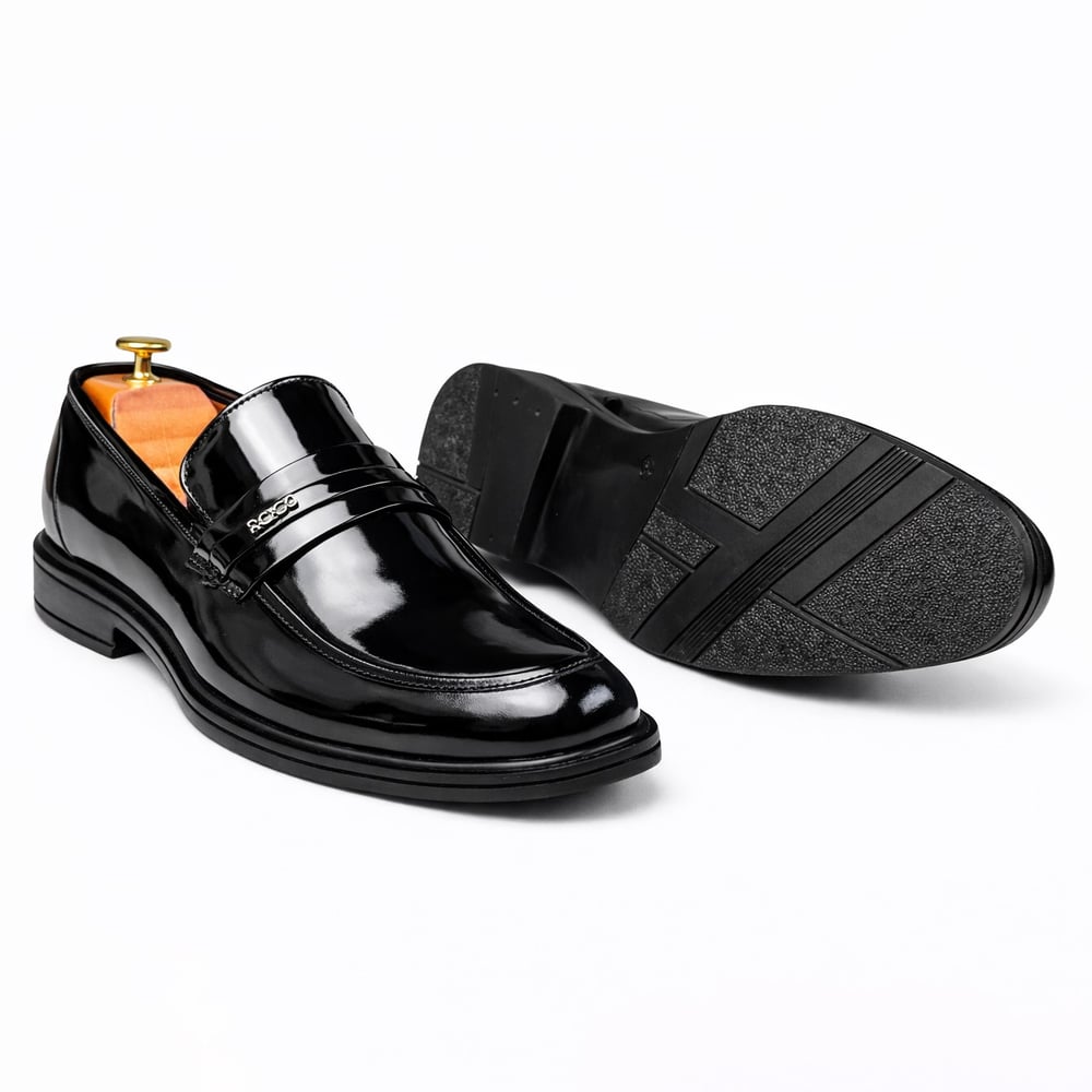 HAKİKİ DERİ LOAFER RUGAN SİYAH ERKEK KLASİK AYAKKABI M4708