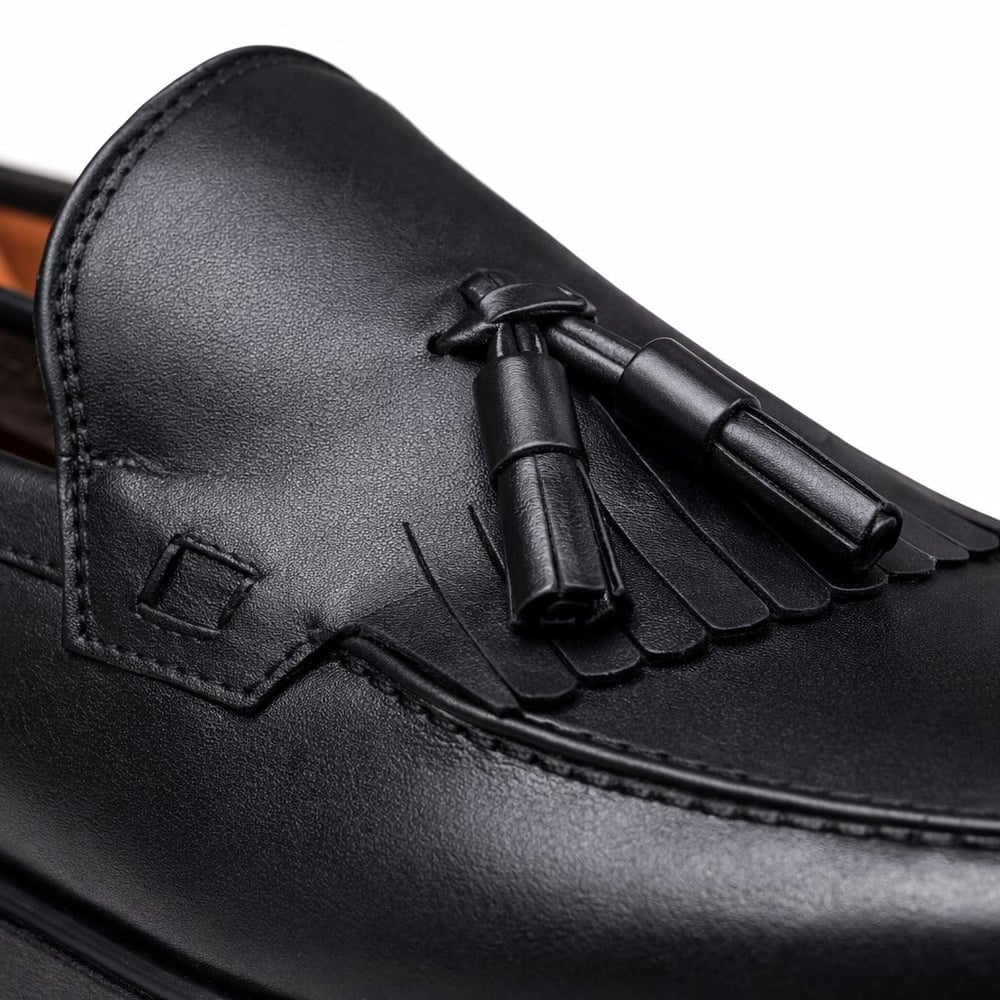 HAKİKİ DERİ PÜSKÜLLÜ LOAFER SİYAH ERKEK KLASİK AYAKKABI M4707